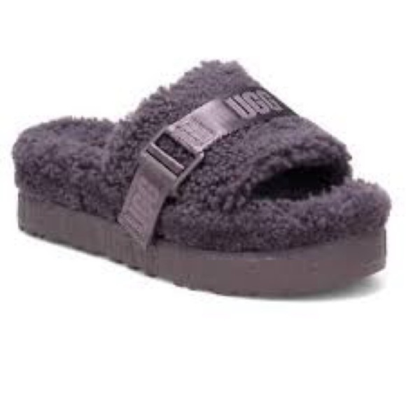 UGG Fluffita platform slip on sandals women’s size 8 purple casual trendy Sherpa - Picture 1 of 9